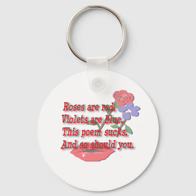 Lustigt Ro är Red Anti-Valentine Day Dikt Keyc Nyckelring (Framsida)