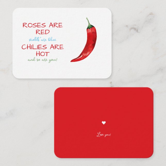 Lustigt Ro är Red Chili Dikt Valentine Day Anteckningskort (Fram/baksida)