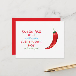 Lustigt Ro är Red Chili Dikt Valentine Day Vykort