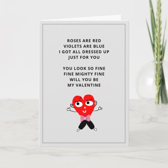 Lustigt Ro är Röda Dikt Valentines day Helgkort (Framsida)