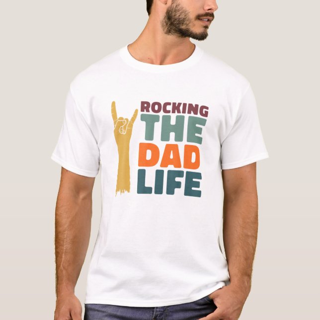 Lustigt Rock musik Fars dag-pappa roterar Pappa T Shirt (Framsida)