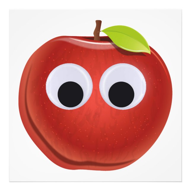 Lustigt rödäpple med Googly Ögon Fototryck (Framsidan)