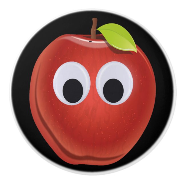 Lustigt rödäpple med Googly Ögon Knopp (Framsidan)