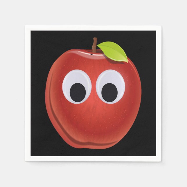 Lustigt rödäpple med Googly Ögon Pappersservett (Framsidan)