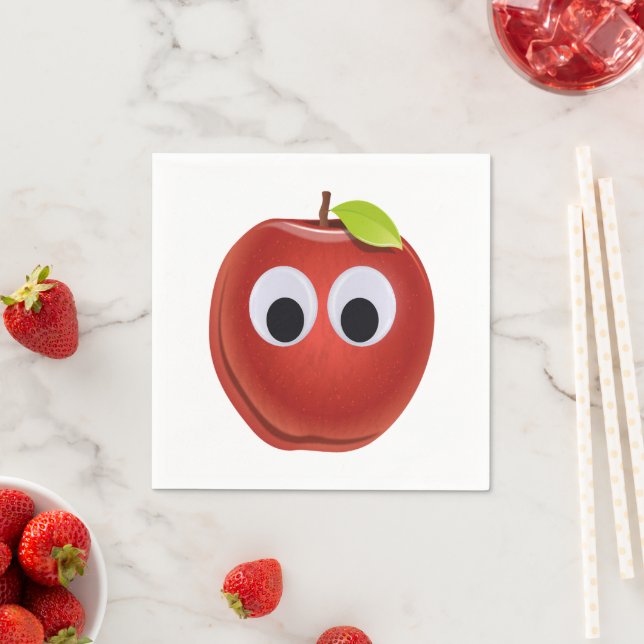 Lustigt rödäpple med Googly Ögon Pappersservett (Insitu)