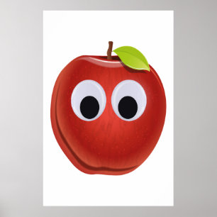 Lustigt rödäpple med Googly Ögon Poster
