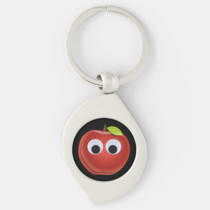Lustigt rödäpple med Googly Ögon Swirl Silverfärgad Nyckelring