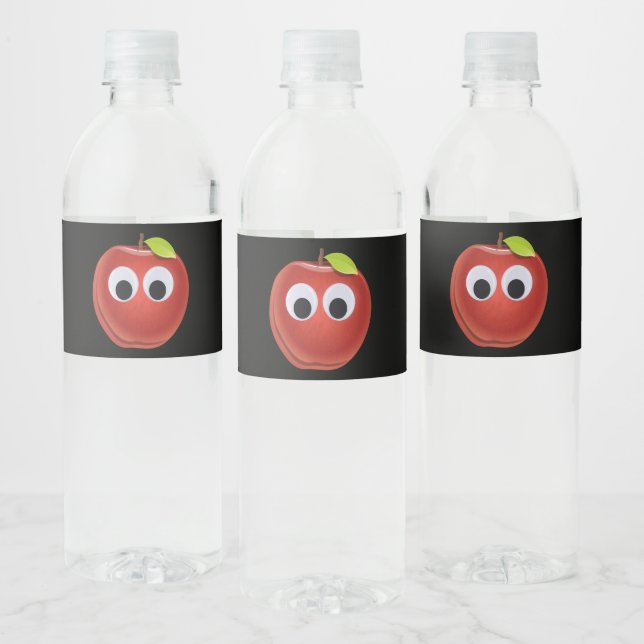 Lustigt rödäpple med Googly Ögon Vattenflaskor Etikett (Flaskor)