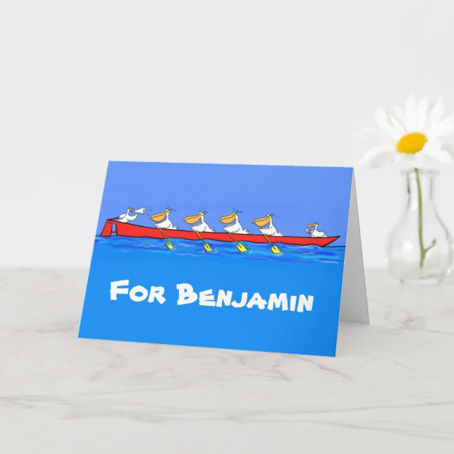 Lustigt roddpelikans tecknad illustration kort (Liten växt)