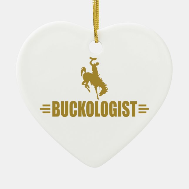 Lustigt Rodeo Bucking Bronco Julgransprydnad Keramik (Framsidan)