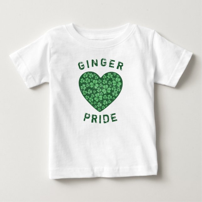 Lustigt Rödhårig Ginger Power Shamrock Grönt Heart T Shirt (Framsida)