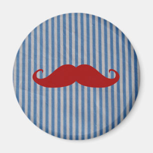 Lustigt rödmustache och blå vit Rand Magnet