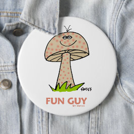 Lustigt Roligt Guy Mushroom Tecknad Button för en  Knapp
