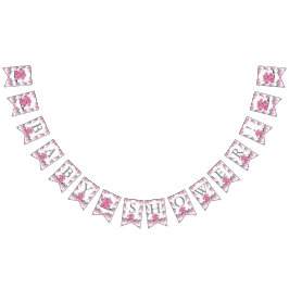 Lustigt Rosa Chevron Fånig Cute Baby Elephant Vimplar