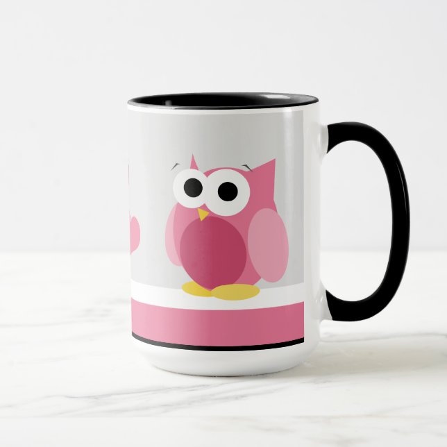Lustigt Rosa Uggla med örter - 15 oz mugg (Höger)