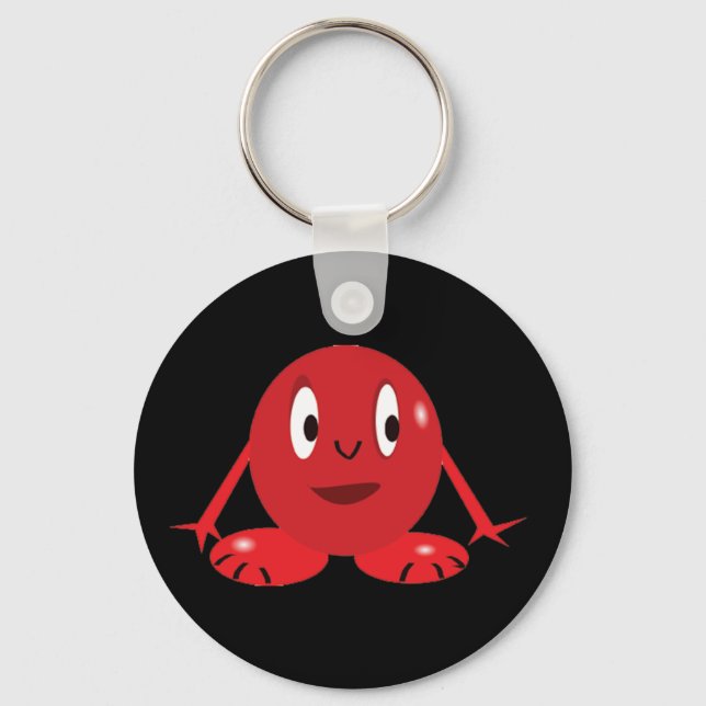 Lustigt rött monster Keychain Nyckelring (Framsida)