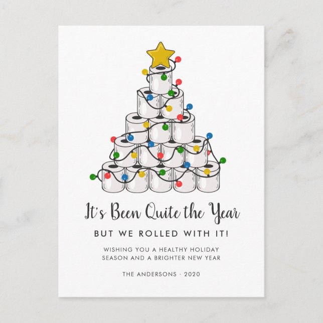 Lustigt rullat med det Pappra Julgran Helg Vykort (Framsida)