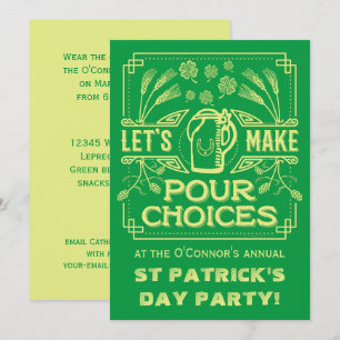 Lustigt Saint patrick's day Grönt Irish Beer Party Inbjudningar