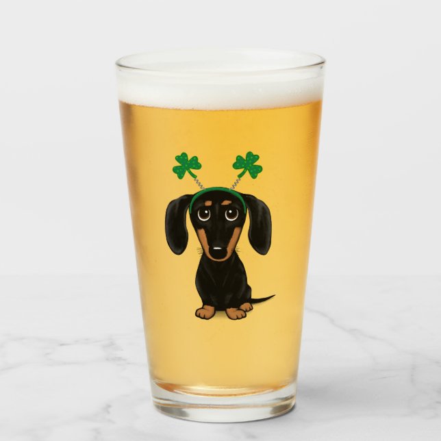 Lustigt Saint patrick's day Hund Dachshund Shamroc Glaskopp (Framsida fylld)