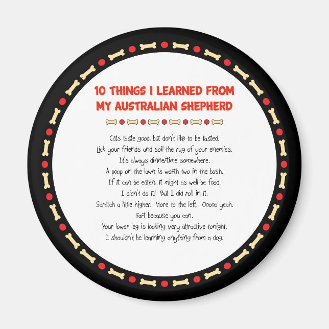 Lustigt Sak som jag lärde mig från Australian shep Magnet (Framsidan)