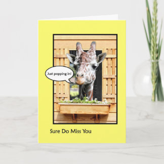Lustigt saknade dig, Cute Giraffe through Window Kort
