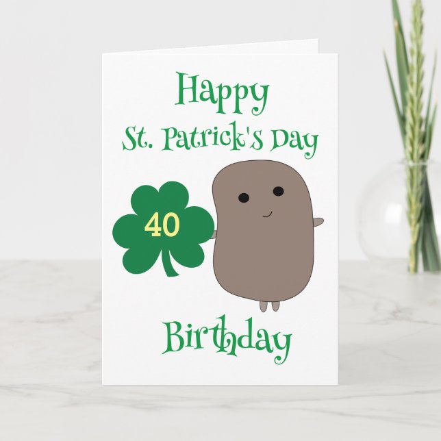 Lustigt Sankt Patrick dag 40:e födelsedag Kort (Framsida)