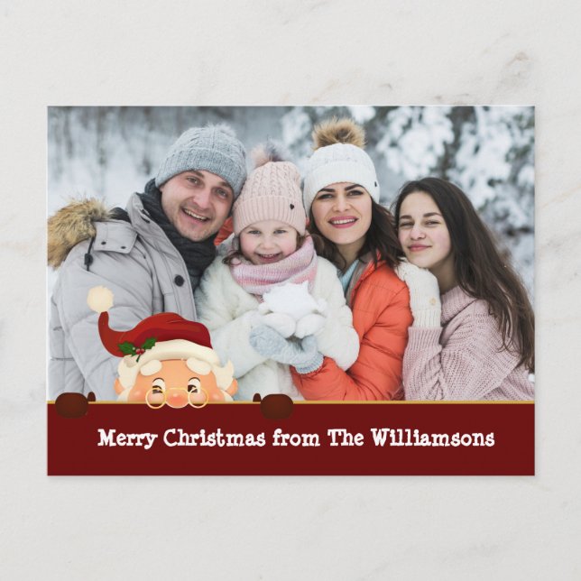 Lustigt. Santa Photo Bomb Red Band-julfoto Helg Vykort (Framsida)
