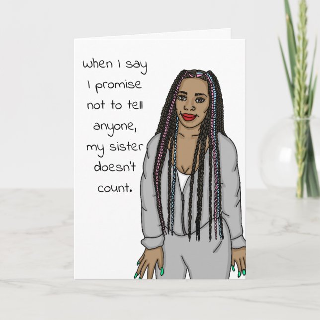 Lustigt, Sarcastic, ring mig, syster Humor Kort (Framsida)