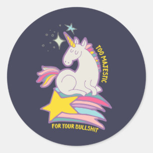 Lustigt Sarcastic Unicorn för majestätiskt för din Runt Klistermärke