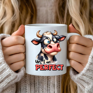 Lustigt sarkastiskt ord, ja, jag är Perfekt Cow Kaffemugg