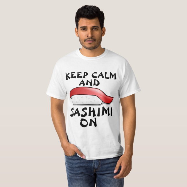 Lustigt SASHIMI (Sushi) t-shirts (Hel framsida)