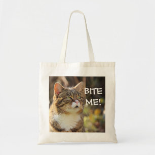 Lustigt Sassy Cat med Attitude Bita Me Tygkasse