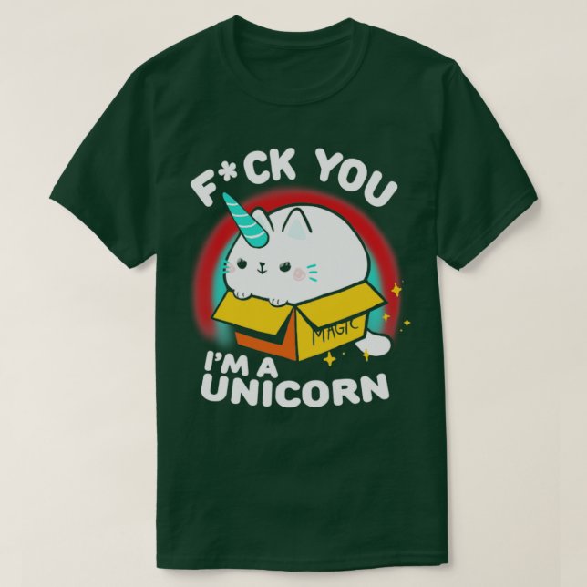 Lustigt Sassy Kattunge Unicorn Animal i en låda T Shirt (Design framsida)