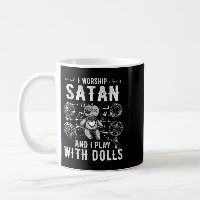 Lustigt Satanic i beskyddande Satan och jag leker  Kaffemugg (Vänster)
