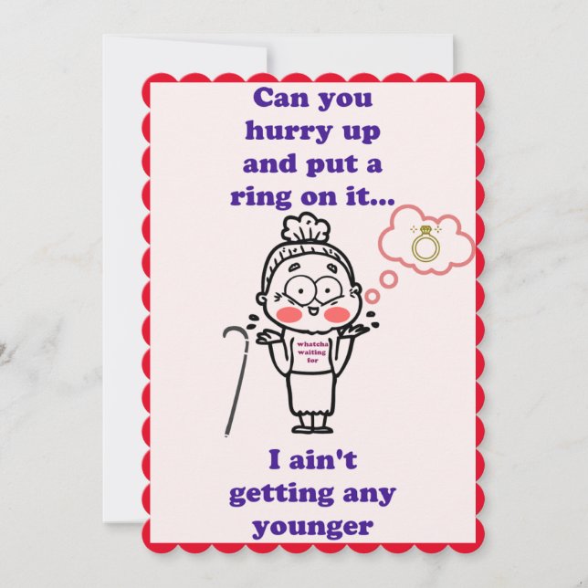 Lustigt sätt Ring på Valentines day Julkort (Framsida)
