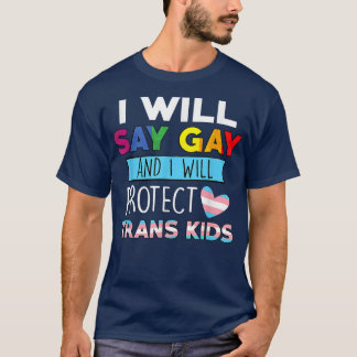 Lustigt say_Gay och jag skyddar_Trans Kids Lgbtq T Shirt