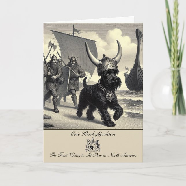 Lustigt Schnauzer Viking Foled Greeting Card Kort (Framsida)