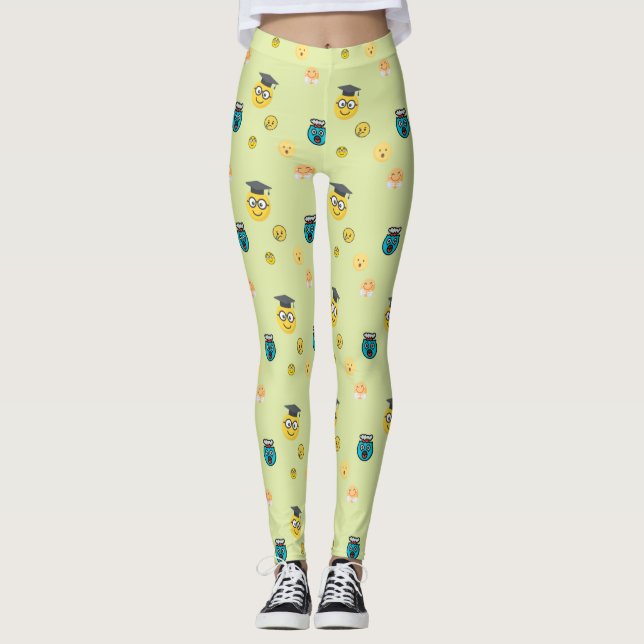 Lustigt scholar, panikslagna emojis leggings (Framsida)