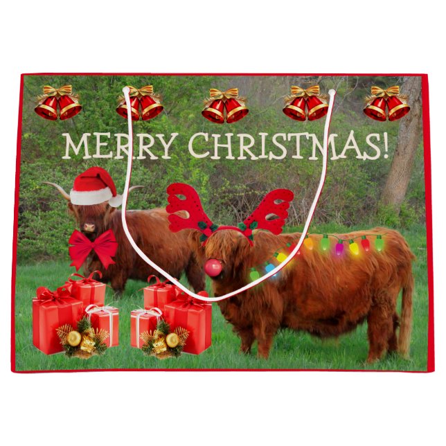 Lustigt Scottish Highland Steer jul Large Gift (Framsidan)