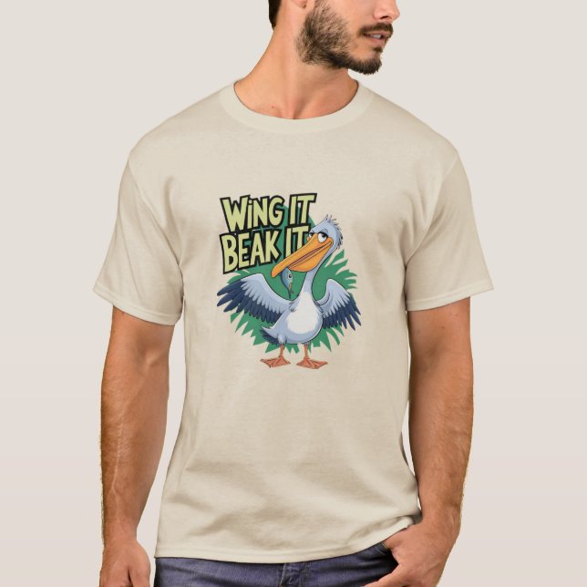Lustigt Seabird-mönster: Pelican Humor T Shirt (Framsida)