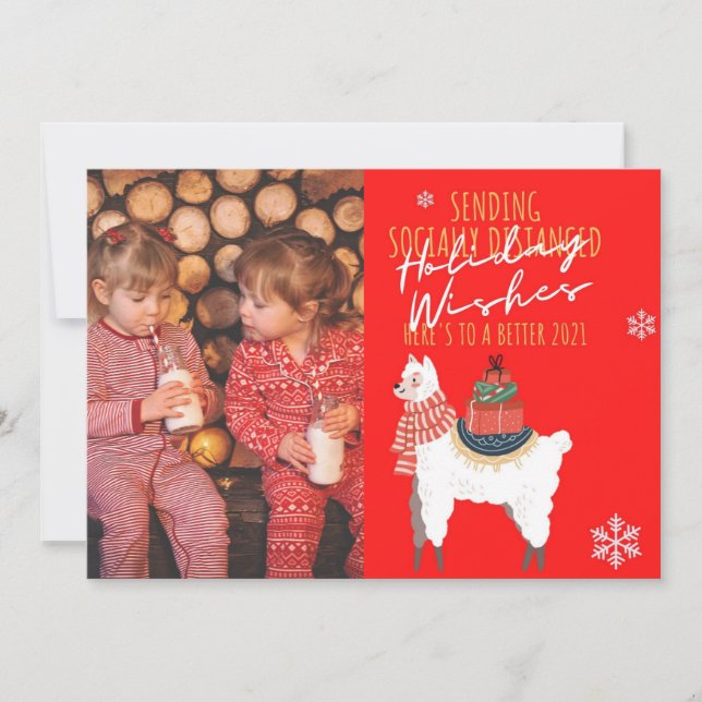 Lustigt Sending Socially Avstånd Önskemål PHOTO Julkort (Framsida)