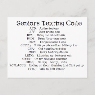 Lustigt Seniors textkod Vykort