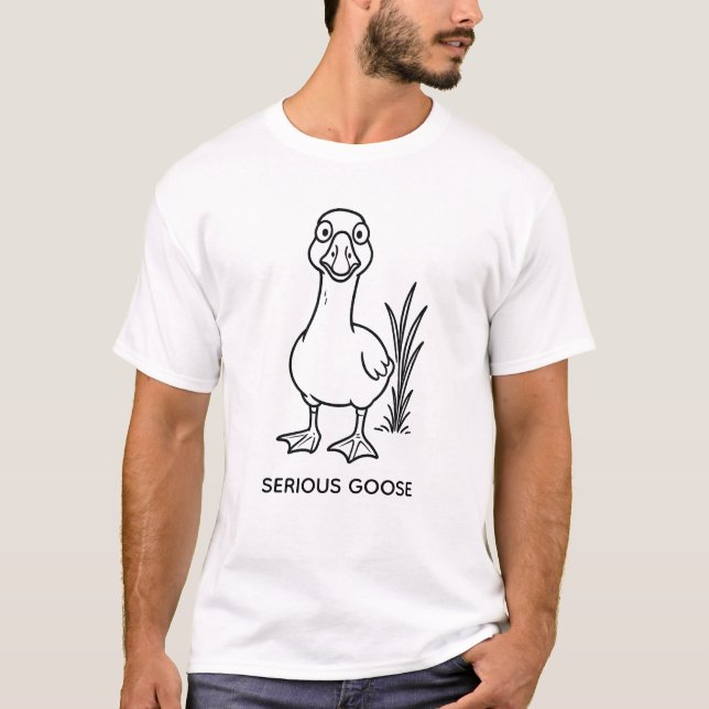 Lustigt "Serious Goose" T Shirt (Framsida)