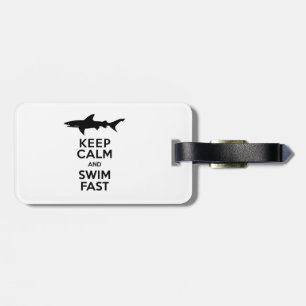 Lustigt Shark Warning - Behållans Lugn och Simma s Bagagebricka