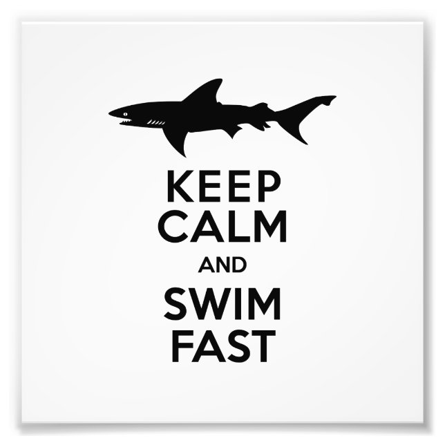 Lustigt Shark Warning - Behållans Lugn och Simma s Fototryck (Framsidan)
