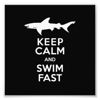 Lustigt Shark Warning - Behållans Lugn och Simma s Fototryck