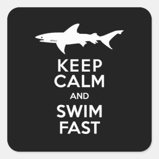 Lustigt Shark Warning - Behållans Lugn och Simma s Fyrkantigt Klistermärke