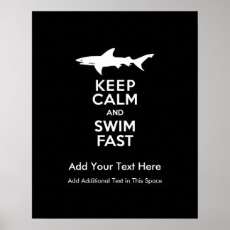 Lustigt Shark Warning - Behållans Lugn och Simma s Poster