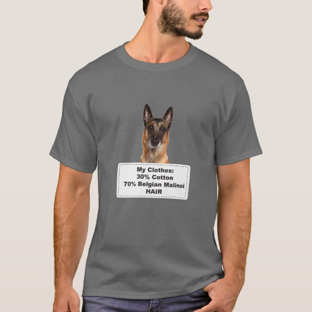 Lustigt Shedding Hund Belgium Malinoi T Shirt (Framsida)