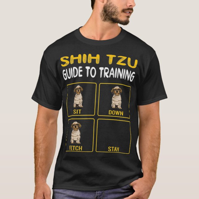 Lustigt Shih Tzu Guide to Training Hund Trainer T Shirt (Framsida)